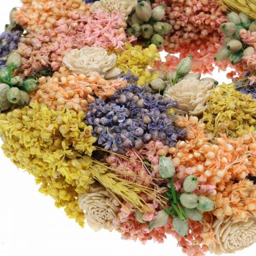 Floristik24 Kuivan ruohon ja tekokukkien koristeellinen seppele Ø20cm