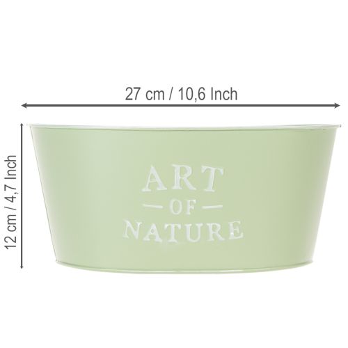 Kukkakulho ovaali sinkki mintunvihreä 27 × 18 cm K12,5 cm | Floristik24.fi