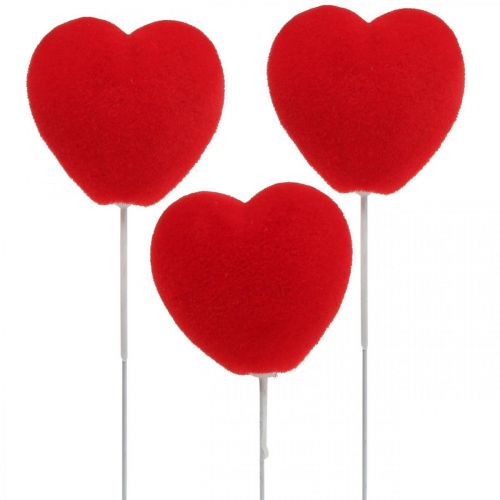 Floristik24 Kukkatulppa deco sydän punainen sydäntulppa 6x6cm K26cm 18 kpl