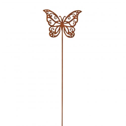 Kukkatulppa metallinen ruosteperhonen koristelu 10x7cm