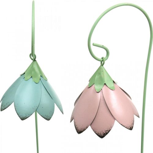 Kellokukat liimaukseen, metallikukat, jousitulpat L34cm pinkki, violetti, sininen, valkoinen 4 kpl setti