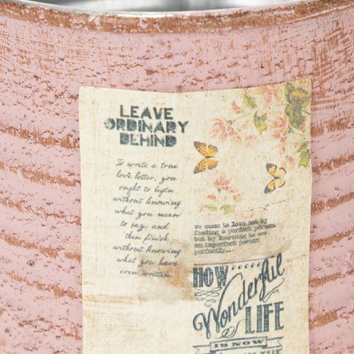 kohteita Kukkaruukku koristeellinen pelti, pyöreä, antiikkiruusu, metallinen, Ø8cm, korkeus 7.5cm