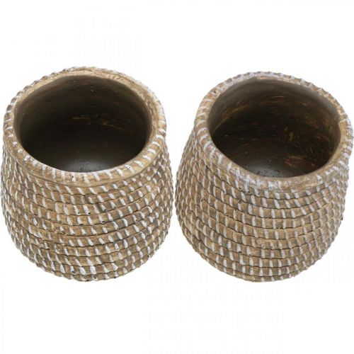 Floristik24 Boho kukkaruukku punottu look ruukku keraaminen Ø6cm K7,5cm 4kpl