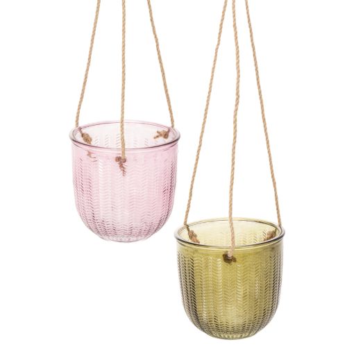 Lasinen kukkaruukku/riippuvalaisin, violetti/vihreä, 14 cm, 2 kpl ostaa | Floristik24.fi