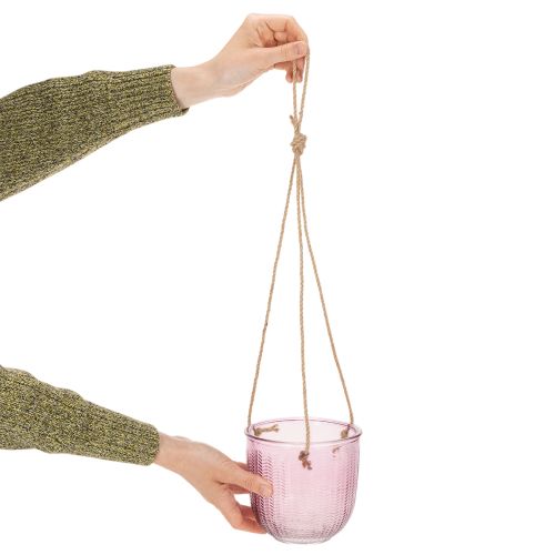 Lasinen kukkaruukku/riippuvalaisin, violetti/vihreä, 14 cm, 2 kpl | Floristik24.fi