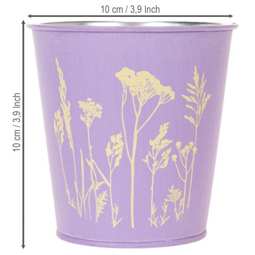 Metalliset kukkaruukut pastellisävyissä, kukkakuviolla, 10 cm, 3 kpl | Floristik24.fi