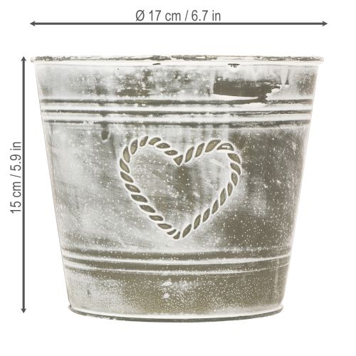 kohteita Shabby Chic -kukkaruukku, metallinen, sydämenmuotoinen, Ø17,5 cm, korkeus 15,5 cm