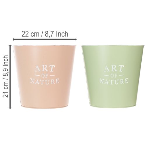 Art of Nature metalliset koristeelliset ruukut 22 cm, 2 kpl, pastellivärit | Floristik24.fi
