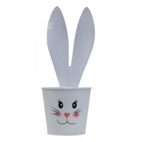 Kukkaruukku kaninistutuskone metalli valkoinen Pääsiäiskoristeet Ø8cm K20.5cm 4kpl