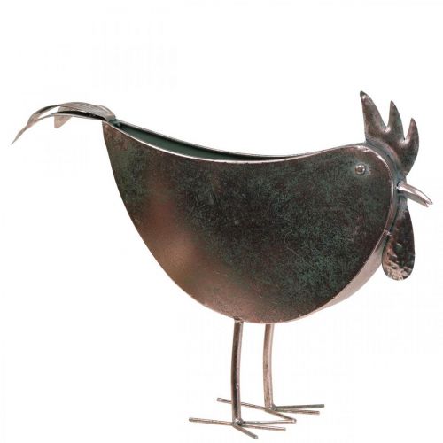 Floristik24 Kukkaruukku Chicken Metal Bird Metallic Rosé 51×16×37cm