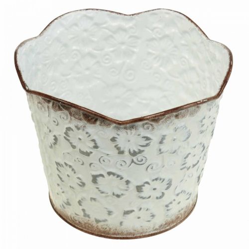 Floristik24 Kukkaruukku valkoinen metallinen kätköruukku Ø16cm K12,5cm