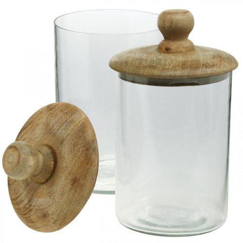 Floristik24 Lasipurkki kannella, bonboniere, lasipurkki luonnonvärinen, kirkas Ø11cm K19cm 2kpl