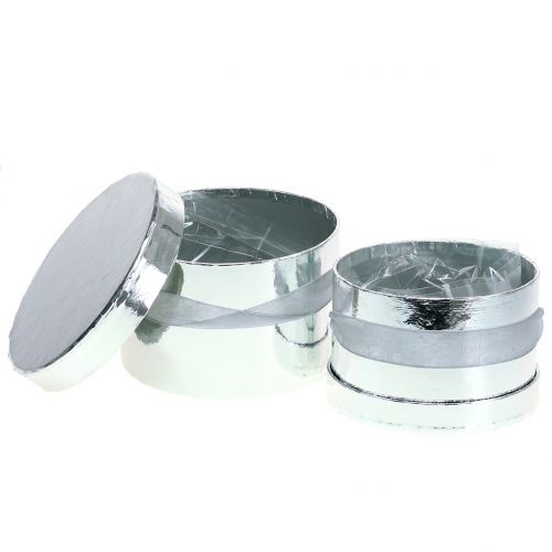 Floristik24 Kukkalaatikko hopea Ø14/16cm 2kpl