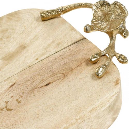 Floristik24 Puinen tarjotin kirsikankukkakoristeella, mangopuuta, pöydän koriste L50cm