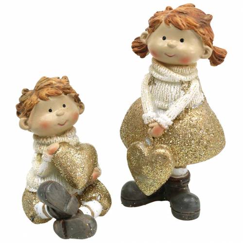 Koristeelliset hahmot pikkuveli ja sisar kulta, kimallus 10 / 6,5 cm, 2 kpl