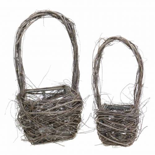 Koristeellinen pajukori, kahva luonnollinen H36.5cm H45cm 2 kpl