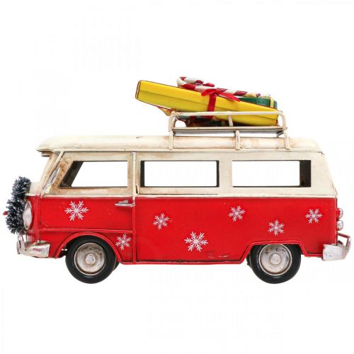 Floristik24 Joulukoristeluauto Joulubussi Vintage Bussi Punainen L17cm