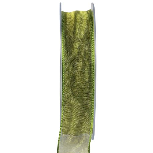 Floristik24 Sifonki nauha organza nauha koristeellinen nauha organza vihreä 25mm 20m