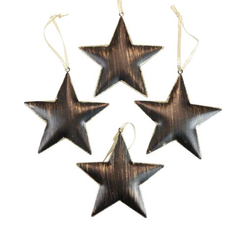 Floristik24 Joulukuusikoristeet koristeellinen tähti metalli musta kulta Ø11cm 4kpl