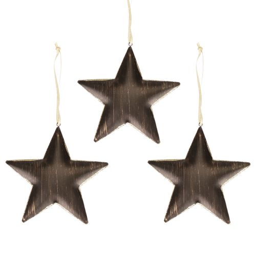 Floristik24 Joulukuusi koristelu tähti metalli musta kulta Ø15cm 3kpl