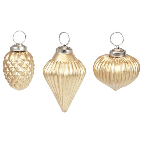 Joulukuusikoristeet lasikultakoristeet vintage Ø4-6cm 3 kpl setti