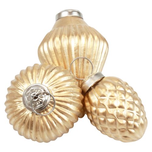 Floristik24 Joulukuusikoristeet lasikultakoristeet vintage Ø4-6cm 3 kpl setti
