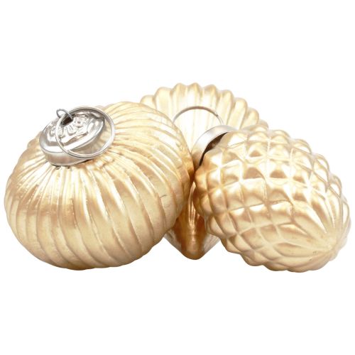 Floristik24 Joulukuusikoristeet lasikultakoristeet vintage Ø4-6cm 3 kpl setti