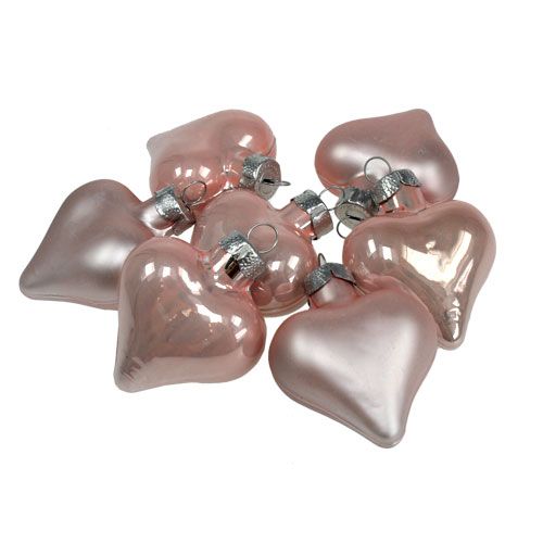 kohteita Mini lasisydämet pinkki 4cm 12 kpl