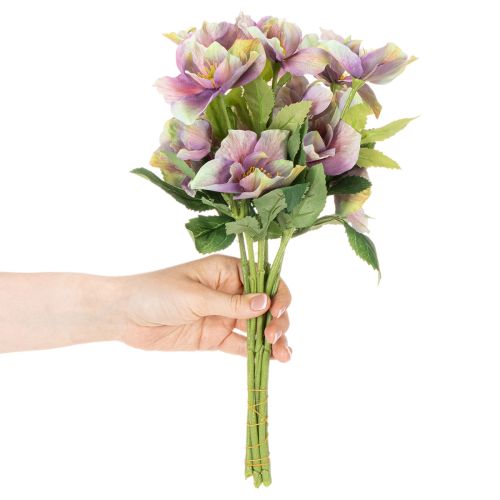 Keinotekoinen jouluruusujen kimppu violeteilla kukilla, 35 cm, 6 kpl | Floristik24.fi