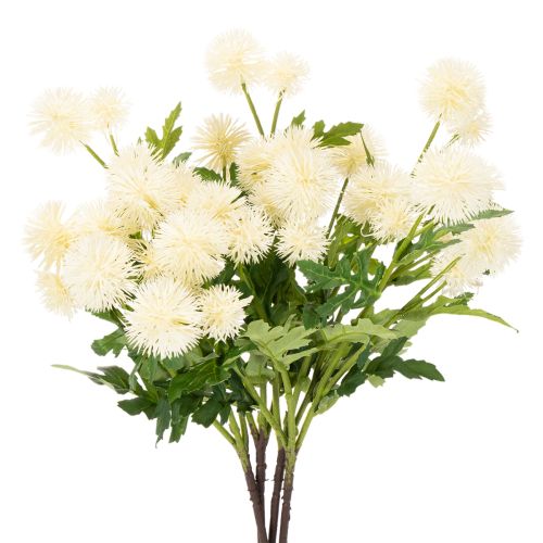 Tekoinen krysanteemikukka, kermanvalkoinen kimppu, koristeellinen oksa, iso 56 cm, 4 kpl