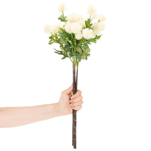 Tekoinen krysanteemikukka, kermanvalkoinen kimppu, koristeellinen oksa, iso 56 cm, 4 kpl | Floristik24.fi