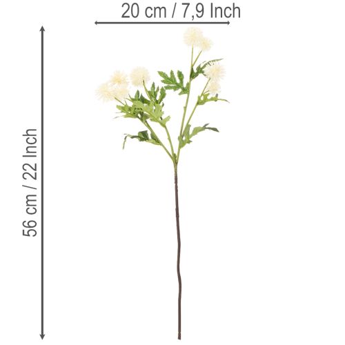 Tekoinen krysanteemikukka, kermanvalkoinen kimppu, koristeellinen oksa, iso 56 cm, 4 kpl | Floristik24.fi