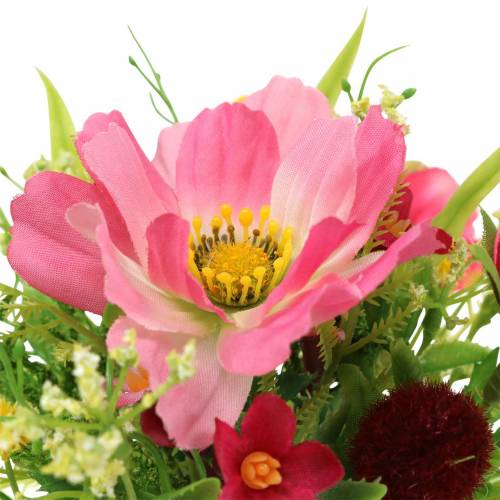 Koristeellinen kukkakimppu Cosmea ja lumipallo nippuna Keinopunainen Valikoima H18cm