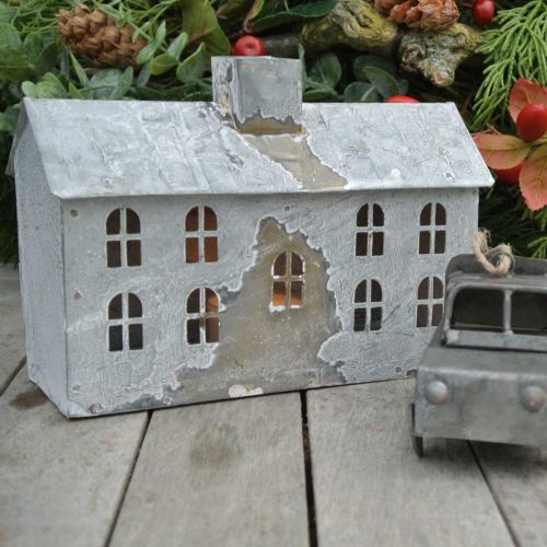 kohteita Lyhtytalo metallia, koriste jouluksi, nuhjuinen chic, valkoinen pesty, antiikki ilme K12,5cm L17,5cm