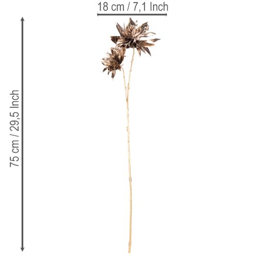 Tekoälyinen daalia, pitkävartinen, kahdella kukalla, 75 cm | Floristik24.fi