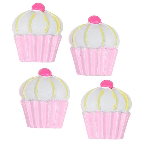 Pienikokoiset koristeelliset cupcakes vaaleanpunainen, valkoinen 2,5 cm 60p
