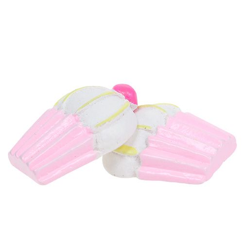 Pienikokoiset koristeelliset cupcakes vaaleanpunainen, valkoinen 2,5 cm 60p