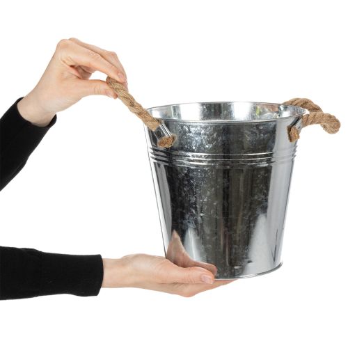 Koristeellinen ämpäriruukku metallinen köysikahvoilla Ø20cm | Floristik24.fi