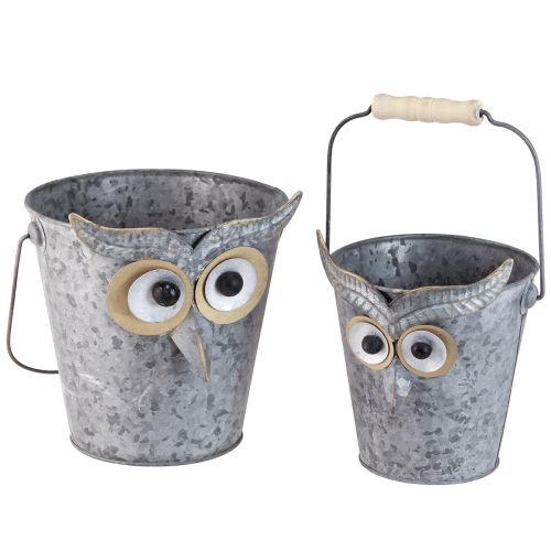 kohteita Koristeellinen ämpäripöllö istutuskone sinkki kahvalla Ø15/19cm 2 kpl setti