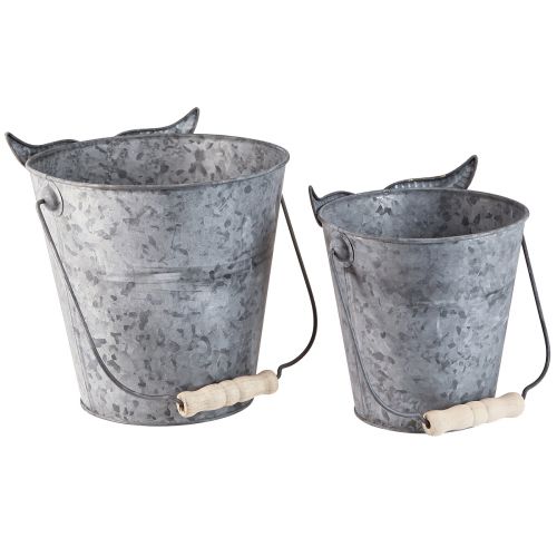 kohteita Koristeellinen ämpäripöllö istutuskone sinkki kahvalla Ø15/19cm 2 kpl setti