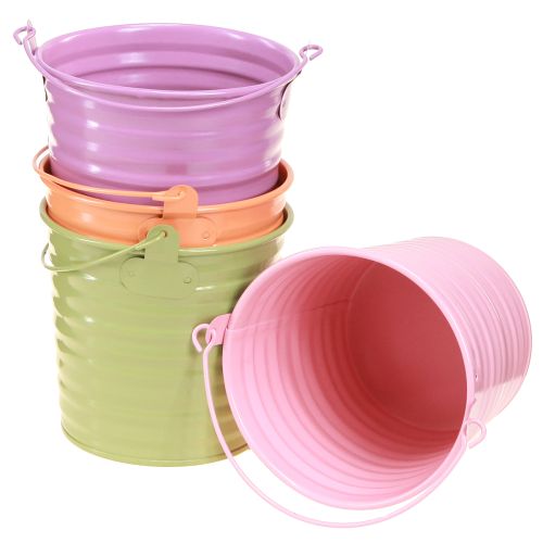 Floristik24 Koristeellinen ämpäri metallikasviruukun kahva 4 väriä Ø11cm 8 kpl