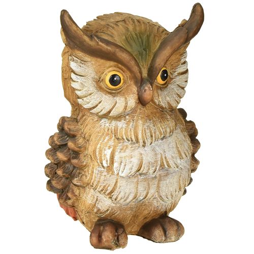 Koristeellinen pöllöhahmo, käsinmaalattu syyskoriste, polyresiini, korkeus 14 cm