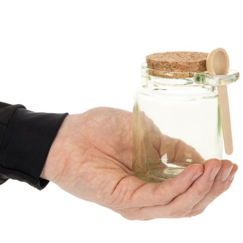 Koristeellinen lasi korkkikannella ja lusikalla, vihreä, Ø7cm, K10cm, 2 kpl | Floristik24.fi
