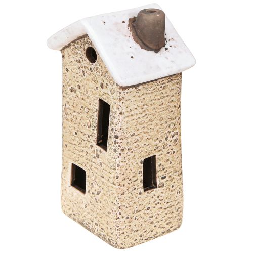 Floristik24 Koristeellinen keraaminen talo kermanpunainen harmaa 10/12/13,5 cm 3 kpl