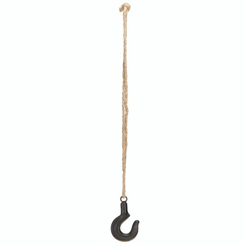 kohteita Koristekoukku metalli musta koukku juuttinauhalla H54cm