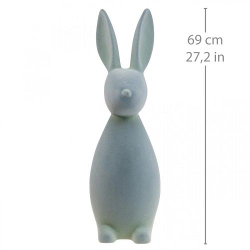 Floristik24 Deco Bunny Deco pääsiäispupu Flocked harmaa-vihreä H69cm