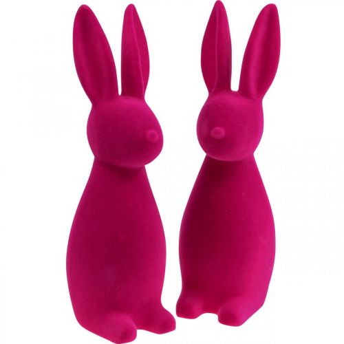 Floristik24 Koristepupu Koristeellinen pääsiäispupu – 2. valinta – Flocked Pink K29,5cm 2 kpl