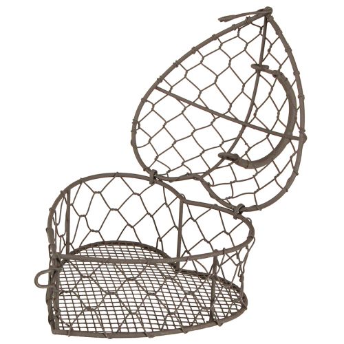 Floristik24 Koristesydän langasta vintage-harmaa täyteen 14×13,5cm