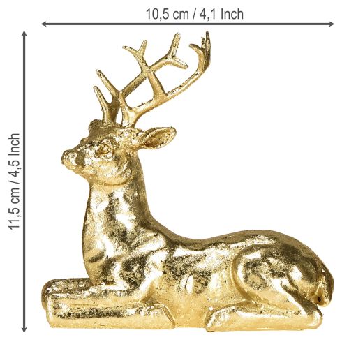 kohteita Koristeellinen peurahahmo, makaava poro, kulta, 10,5 × 7 × 11,5 cm, 2 kpl