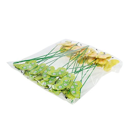 Floristik24 Koristeelliset puiset perhoset tikulla 8cm 24kpl